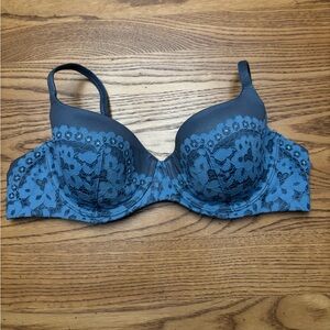Victoria's Secret Blue and Grey Demi Lace Bra